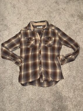 BKE Brown Plaid Men's Dress Shirt